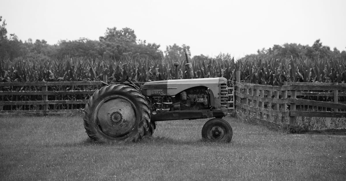 How I Fell in Love with Story; a tractor in the middle of a field